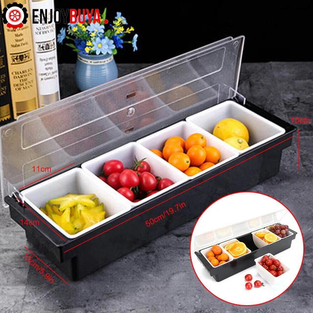 3/4/5 Compartments Condiment Dispenser Chilled Server Caddy Food Tray Salad Bar