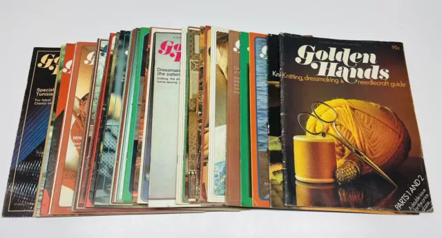 Vintage Lot 38 Issues GOLDEN HANDS Magazines Books 1970s Knit Sew Crochet Quilt