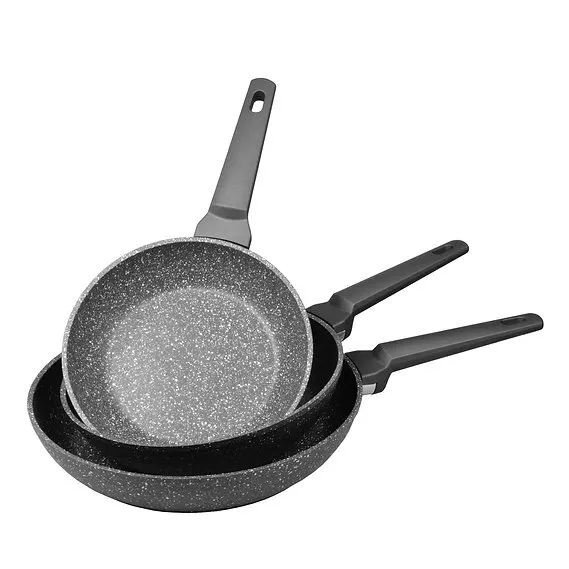 Grey Marble Stone Coated Non Stick Cookware Frying Pan Frypan Induction 3 Sizes
