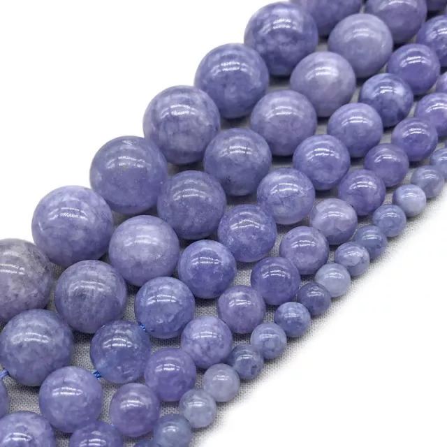 Natural 4/6/8/10/12mm Purple Lavender Chalcedony Gems Round Loose Beads 15" AAA