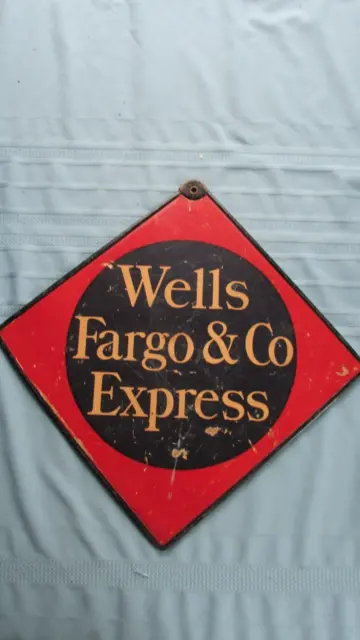1900s Original Wells Fargo & Company Express Heavy Calling Card Advertising Sign