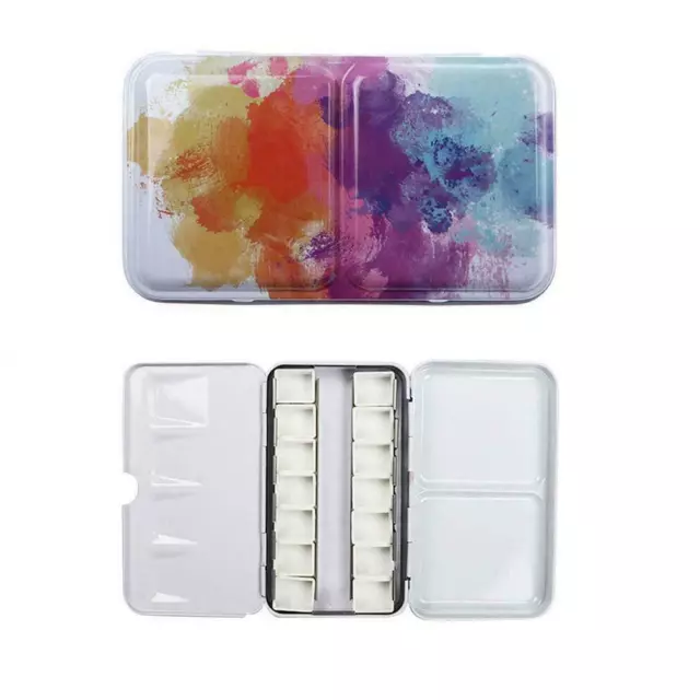 1Set 1PCS Mini Empty Watercolor Palette Tin with 12 Half Pans and 24 Full  Pans Metal Paint Case Travel Watercolor Box for Artist Student Black