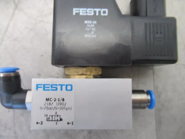 Festo MC-2-1/8 Magnetventil Festo 2187+Festo MSG-24 Magnetspule 24VDC Festo 3599 2