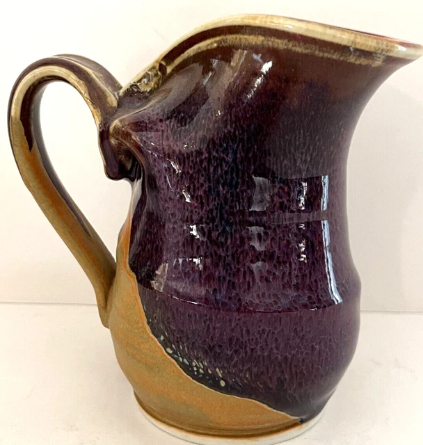 NEW Pitcher Studio Art Wheel Thrown~ Glazed Purple DOUG HANSELL Pottery in MASS