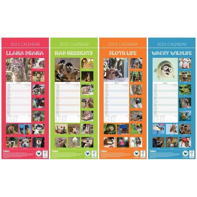 FUNNY ANIMAL 2024 Calendars Super Slim Wall Calendar 4 Designs 16Cm X
