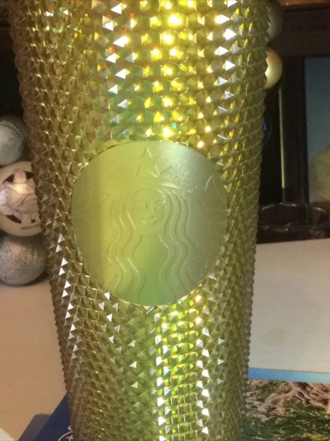 DISNEY WORLD 50th ANN STARBUCKS BLING STRAW DRINKS CUP GOLD ORLANDO BNWT RRP $50 3