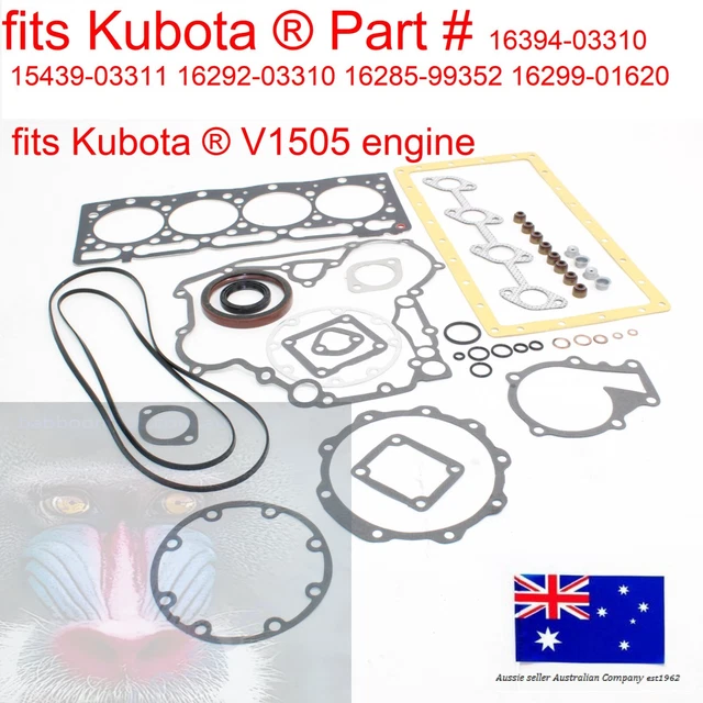 thumbnail interactive-video image 1 of Kubota V1505 V1505-E Full Engine Gasket Set For Tractors 16285-99352 1 of 3