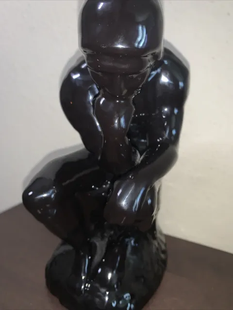 VTG Ceramic Chalkware THINKING MAN Sitting On A Stump Statue Figure / HT 13 in.