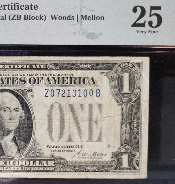 Fr 1601exp 1928A $1 SC EXPERIMENTAL ⭐Z07213100B⭐PMG 25 RARE BANKNOTE