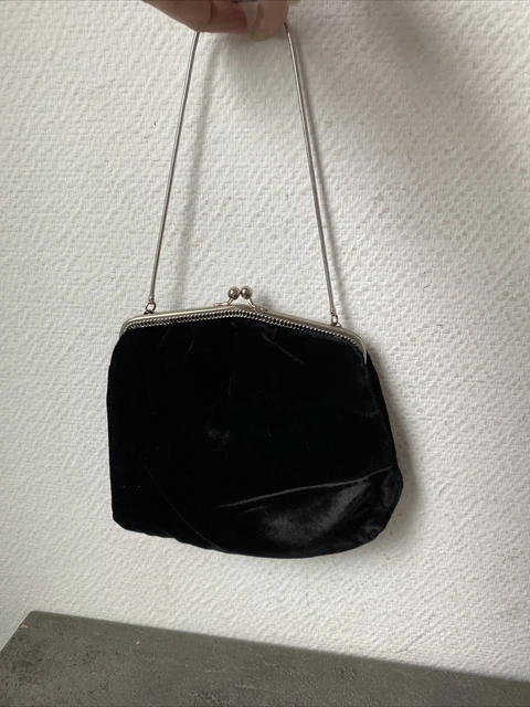 Pochette De Bal Vintage Avec Fermeture Métal - 21 X 14 Cm, Argentée - Occasion Bon état