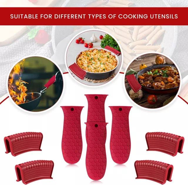 4PC Cast Iron Handle Cover,Silicone Hot Handle Holder,Non-Slip Pot Holder Sleeve