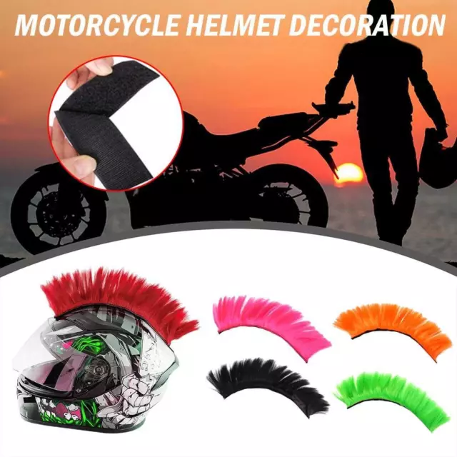 Motorbike Helmet Mohican Mohawk Punk Wig Helmet Hair Sticker Paste Decor]