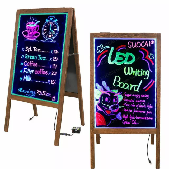 2-Side Easel Flashing Erasable Led Neon Sign Message Menu Writing Board W Remote