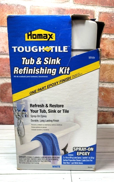 NEW HOMAX 2 16oz TOUGH AS TILE TUB & TILE EPOXY PAINT SPRAY ON FINISH KIT WHITE