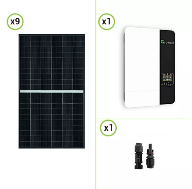 Kit solaire photovoltaïque 3.8KW onduleur OFF-GRID 5KW pur sinus MPPT