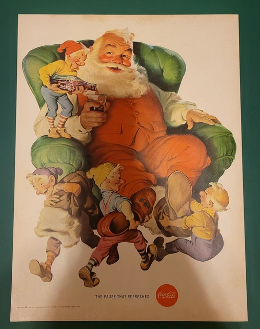 RARE VINTAGE SANTA Claus The Pause That Refreshes Coca Cola