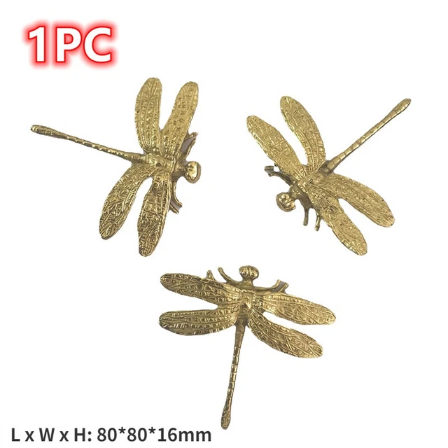 1PC Laiton Libellule Boutons Tiroir Armoire Poignée Doré Commode Tirer Placard