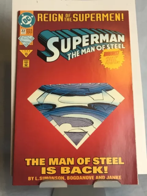 1993 DC Comics SUPERMAN THE MAN OF STEEL #22 Red Die Cut Cover & Bonus Poster