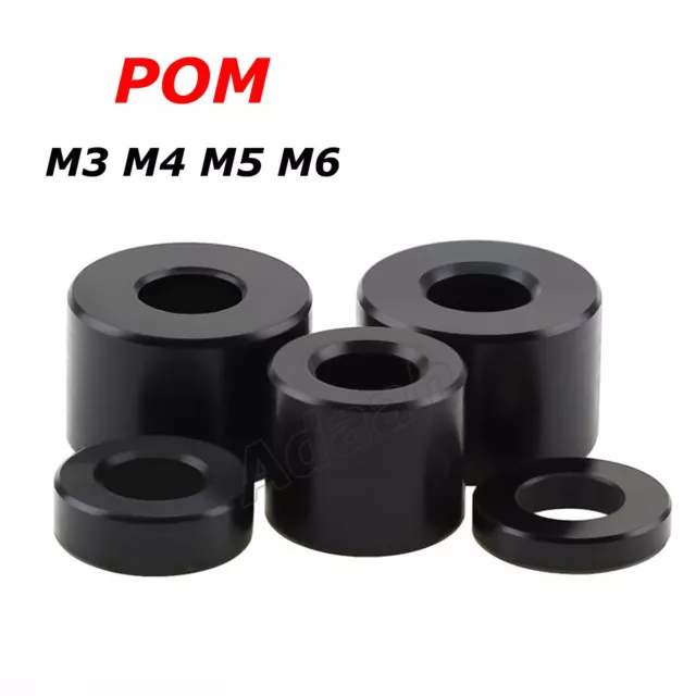 M3 M4 M5 M6 Black POM Plastic Spacers Standoff Round Bushing Sleeve Washers Shim