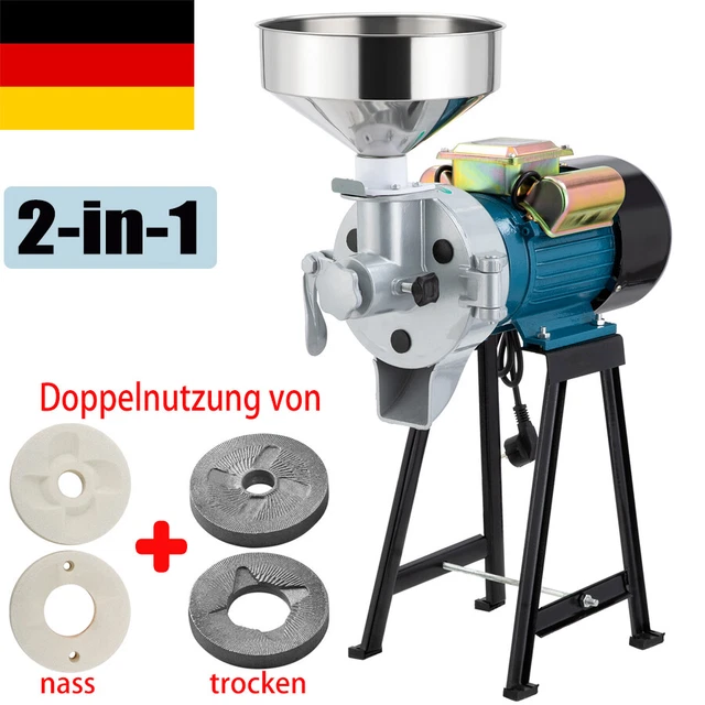 AINT Getreidemühle 25L – 1000W, 300 Kg/h, Siebe 2–8 Mm, Für Mais, Malz & Futter