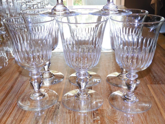 -8 SUPERBES VERRES A PIEDS CRISTAL XIXe LOUIS PHILIPPE BACCARAT SAINT LOUIS   D