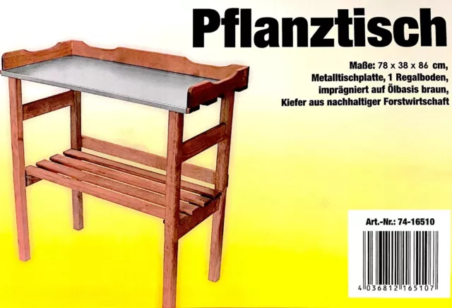 Pflanztisch Holz 78x38x86cm Tisch verzinkte Arbeitsplatte & Ablagefach