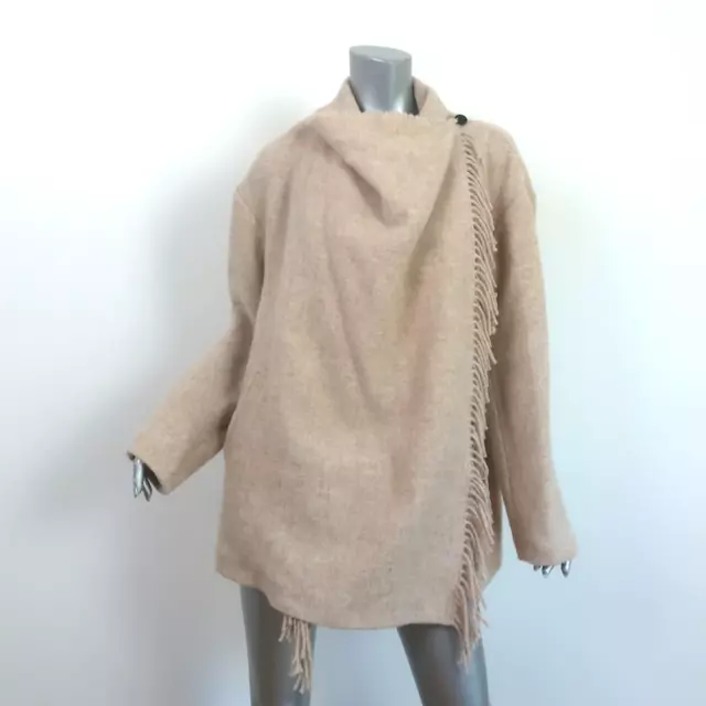 Isabel Marant Etoile Fringed Draped Jacket Flemingli Beige Wool-Blend Size 36