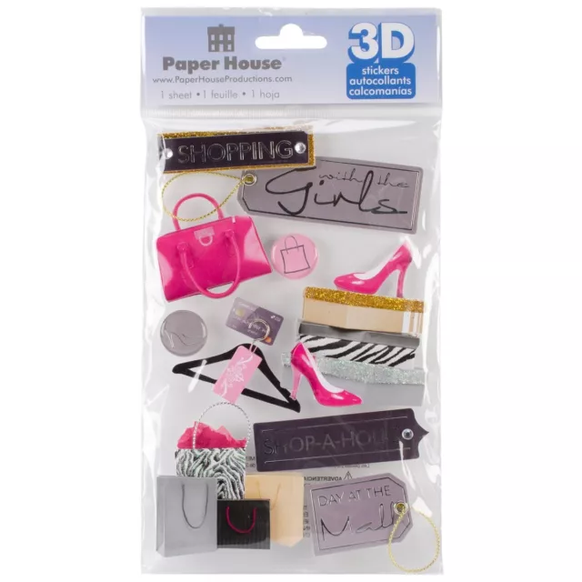 PAPER HOUSE 3D STICKERS - SHOPPING GIRLS - 10 PIECES, Shopping Bags, Coat Hanger