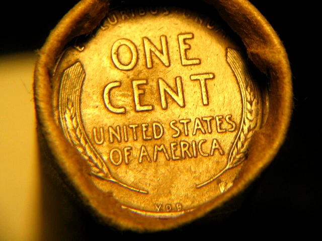 WHEAT LINCOLN CENTS ROLL OF 50 W/ 1909 VDB & "RED" REVERSE ENDS!  50%+PRE-1940s!