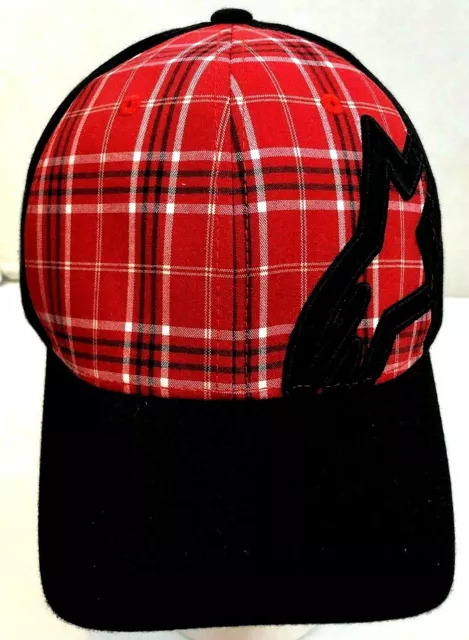 ALPINESTARS (Astars) L/XL FlexFit Black Red Plaid Hat Cap RN#101452 / CA#23359