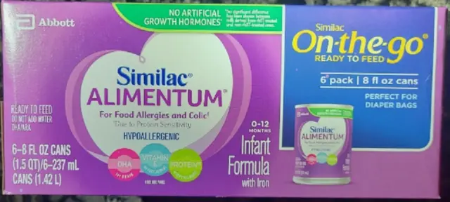 Similac Alimentum Ready To Feed Baby Formula 6 cans 8 oz each in a box Exp 6/24