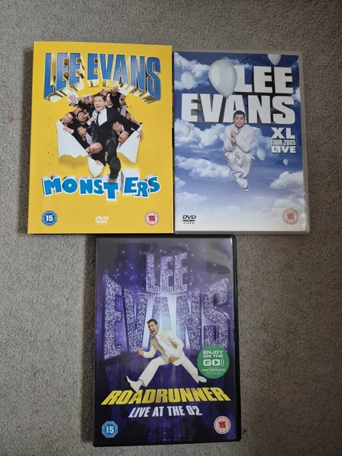 LEE EVANS 3X DVD Bundle Monsters, XL, Roadrunner Stand Up Live
