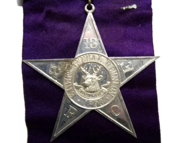 1893 BPOE ELKS DETROIT Grand Lodge Reunion TEXAS Star Pin/Ribbon 2