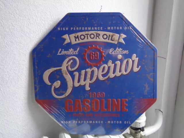 Tole Metal Gasoline Motor Oil 30 Cms Non Plaque Emaillee Ancienne