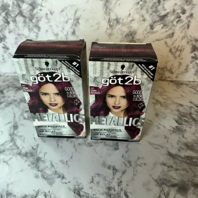 Urban Fuchsia Schwarzkopf Metallics Permanent Hair Color Dye 2Box Got2B Open Box