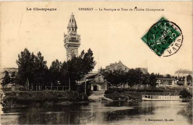 CPA La Champagne ÉPERNAY La Nautique et Tour de l'Union Champenoise (742615)