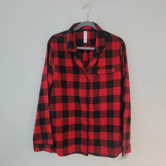 Stars Above Black and Red plaid flannel nightwear for Women in size XL.