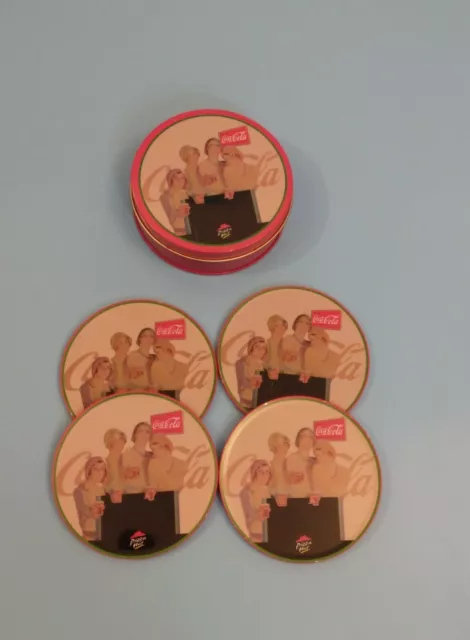 Coca Cola - Pizza Hut Coasters With Tin