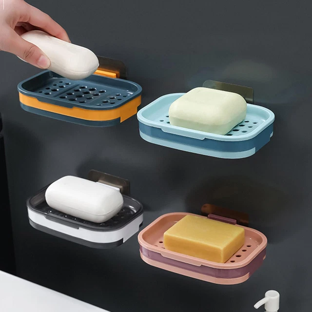1* Soap Dish Suction Wall Holder Bathroom Shower Cup Sponge Basket Tray Sink