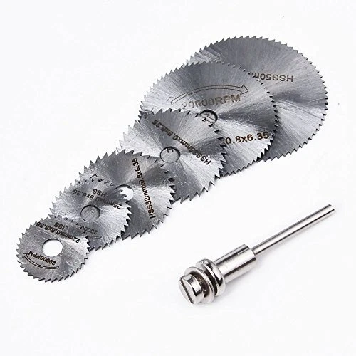6pc 1/8" Shank HSS Mini Saw Blades with Mandrels for Rotary Tool