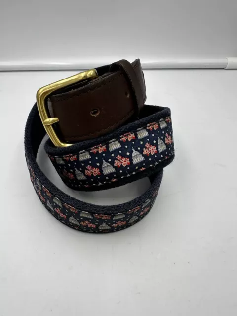 Vineyard Vines US Capitol & Cherry Blossoms Belt Sz 32