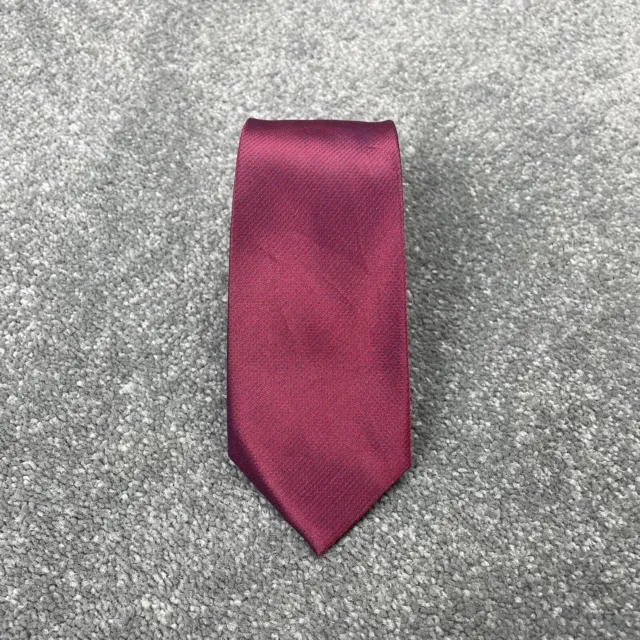 Cravatta slim Kenneth Cole Reaction vintage da uomo 100% seta rosso massiccio.