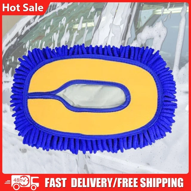 Car Detailing Brush Chenille Car Mop Head Wipe Mop Auto Accessory (Blue)