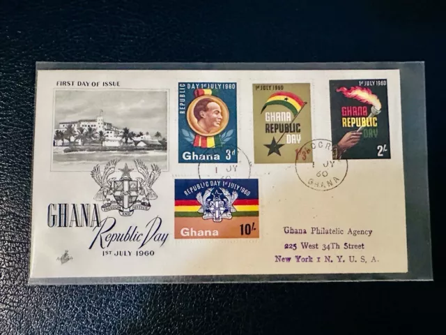 Ghana Fdc 1960 Republic Day Accra Postmark To Usa