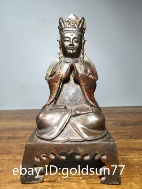 Old Tibet Tibetan Buddhism bronze gilt Cinnabar Statue of Buddha mother statue