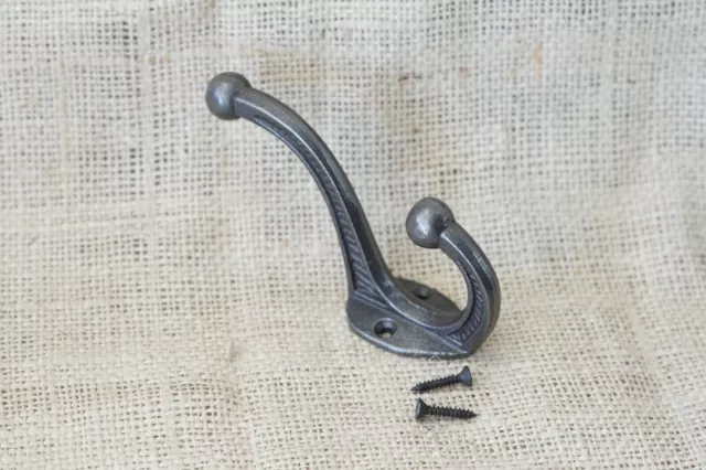 10 Cast Iron School Style Coat Hooks Hat Hook Rack Hall Tree Acorn Hook Towel 3
