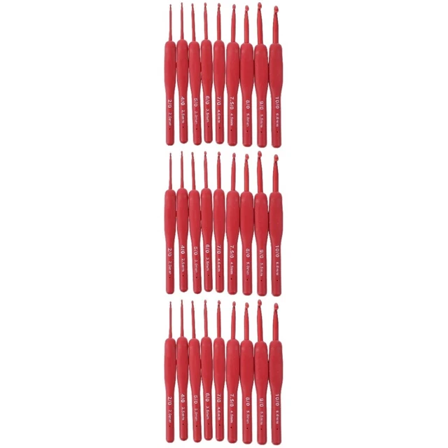 27 un. gancho de ganchillo rojo silicona agujas de tejer manos artríticas