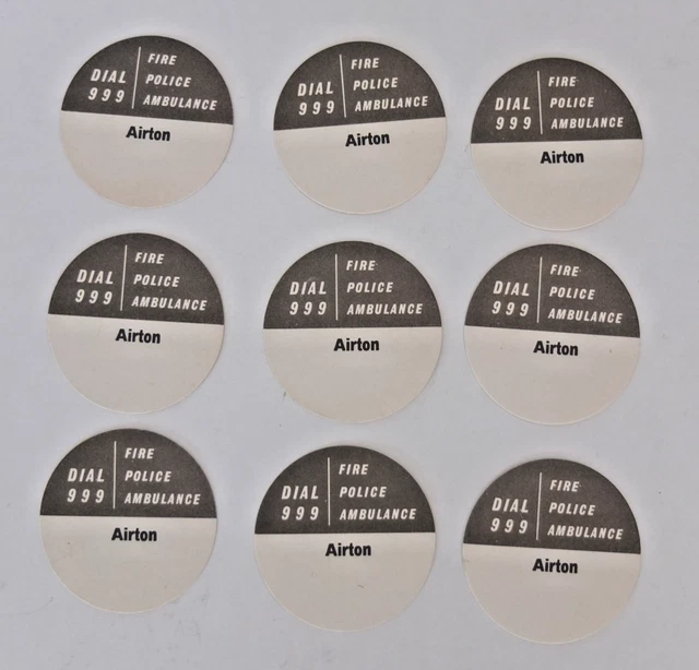 9 X AIRTON, North Yorkshire GPO Telephone Dial Labels £10.00 - PicClick UK