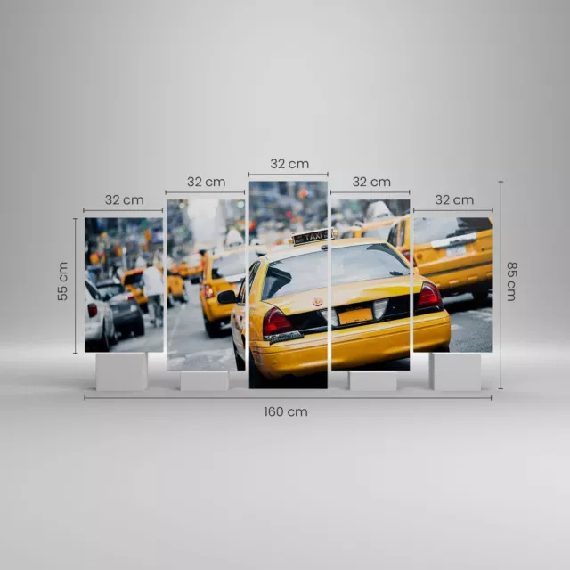 Wandbilder 160x85cm 5 tlg Leinwandbild Taxi Stra�e New York XXL Bilder Wanddeko 3