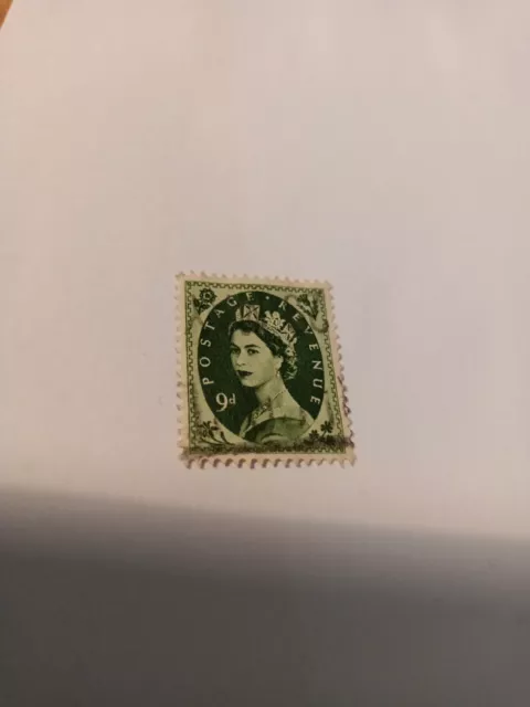 gb stamp,Queen Elizabeth II pre-decimal Wilding 9d